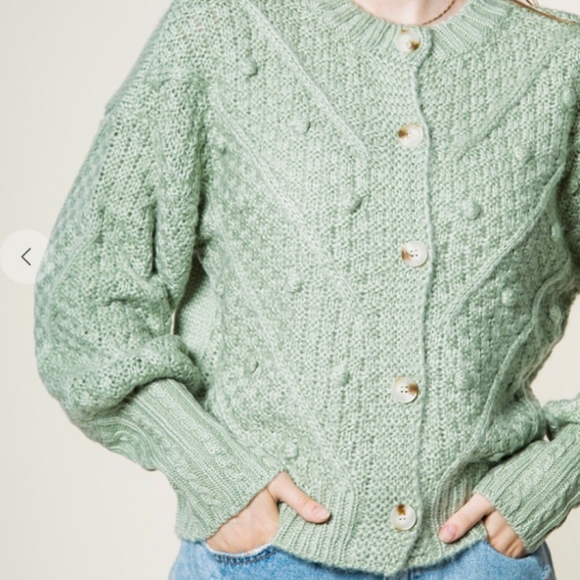 Very J Sage Cozy Medium Chuncky Knit Cardigan - Picture 5 of 6